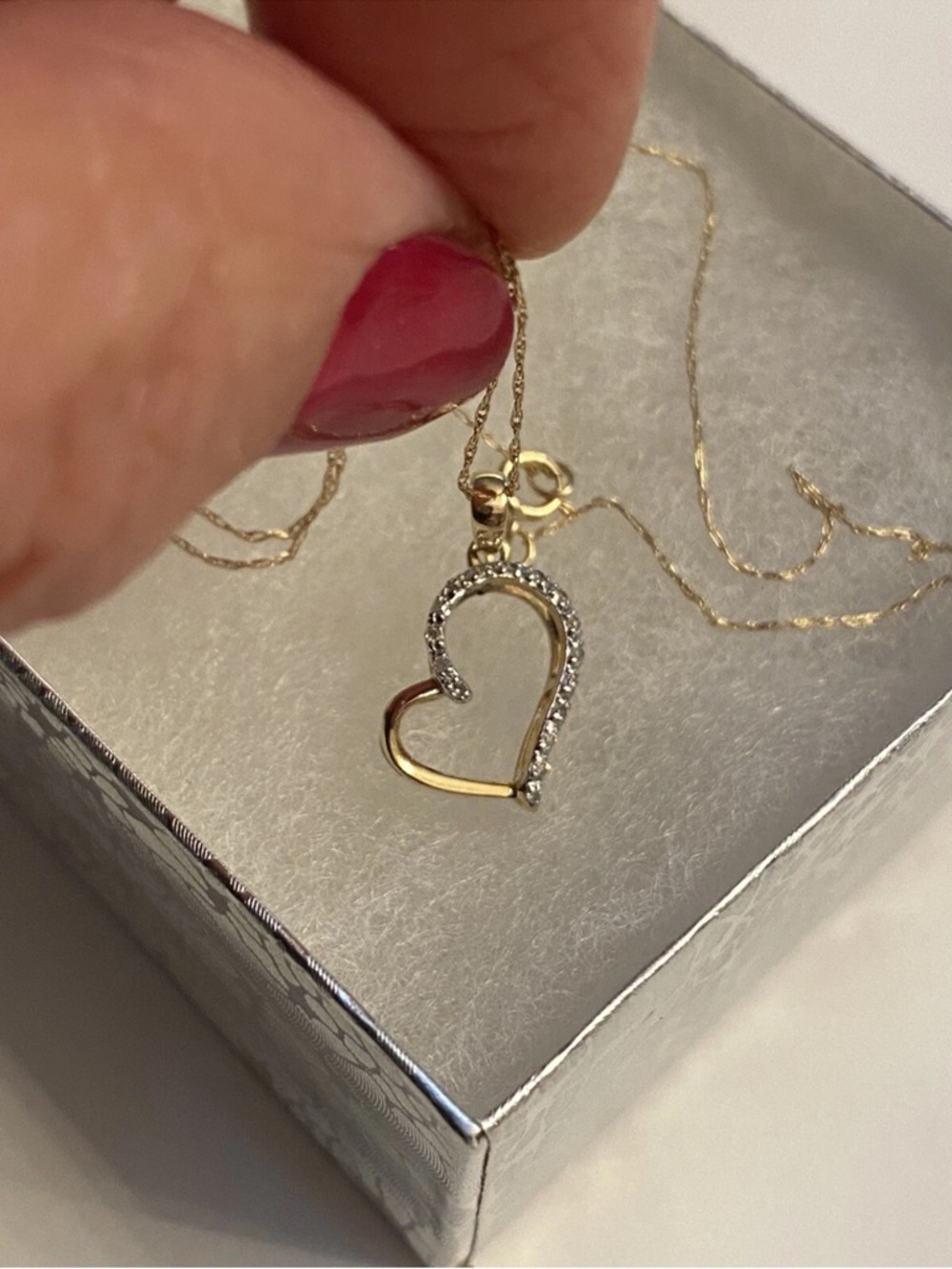 Diamond 10K Yellow Gold Heart Pendant Necklace